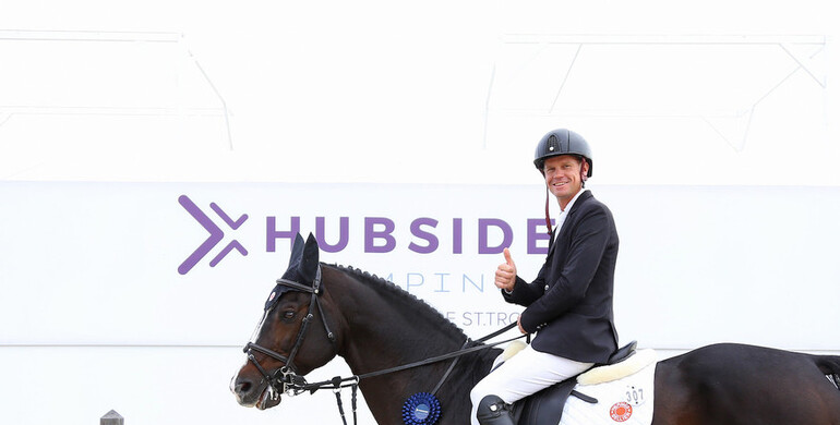 Jerome Guery with a win in Friday's feature class at Hubside Jumping