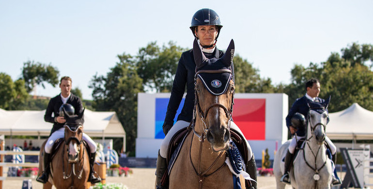 Marie Pellegrin on top at Hubside Jumping