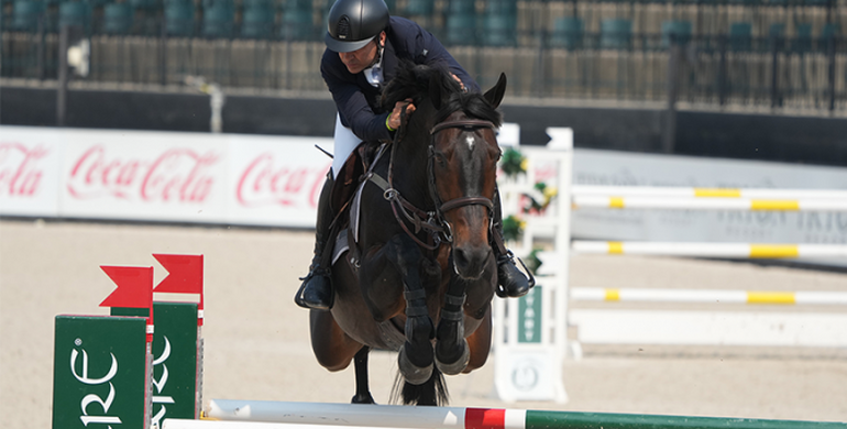 Santiago Lambre and Dingeman dash to win the $37,000 Horseware Ireland Welcome Stake CSI3*