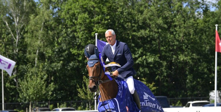 Dominique Hendrickx with a home win in the Ashford Farm Prize at CSI4* Sentower Park