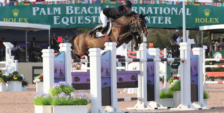 Shane Sweetnam and Cyklon 1083 win $34,000 Spy Coast Farm 1.45m Speed at the 2015 WEF