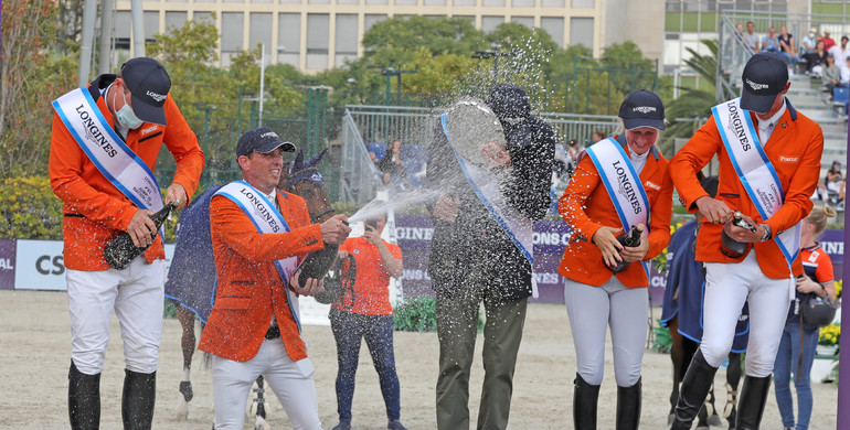 Champagne showers and celebrations as the Dutch team takes third title in Barcelona
