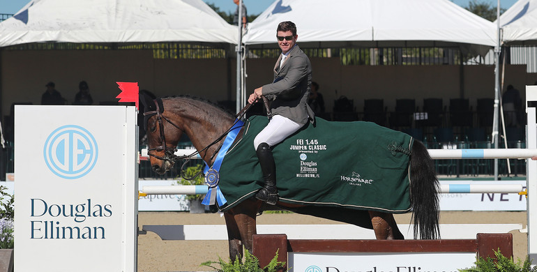 Shane Sweetnam races to the win in the $37,000 Douglas Elliman 1.45m Speed Class