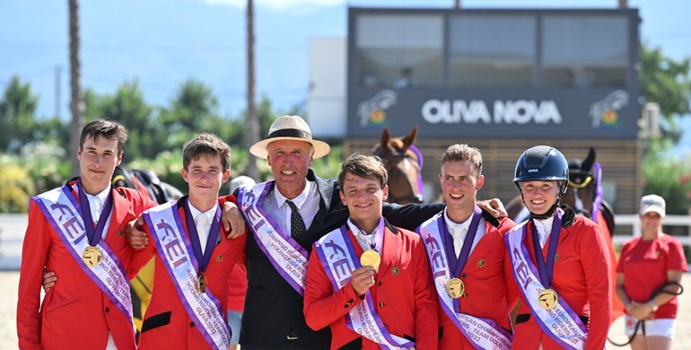 Back-to-back team gold medals for Belgium at the FEI Jumping European Championship for Young Riders, Juniors and Children 2022 in Oliva Nova