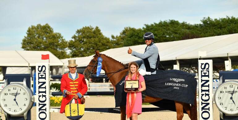 Aaron Vale races to victory in Saturday’s $74,000 Longines Cup at the 2022 Hampton Classic Horse Show