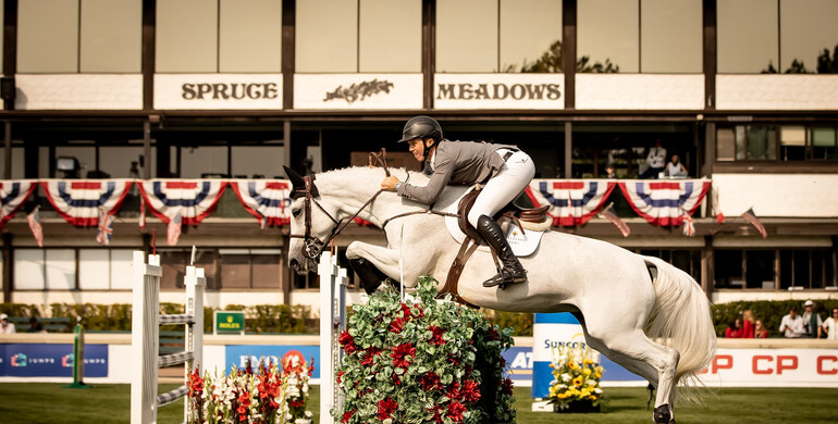 Matthew Sampson and Ebolensky win the Suncor Winning Round at the Spruce Meadows 'Masters'