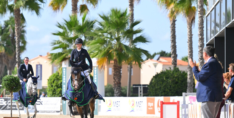 Alexa Stais and Urhelia Lutterbach win the CSI3* 1.50m Grand Prix presented by Oliva Nova Beach & Golf Resort at the Autumn MET 2022