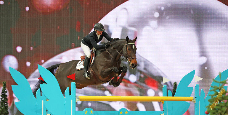 Stephanie Holmén and Flip’s Little Sparrow win Friday’s feature class at Sweden International Horse Show