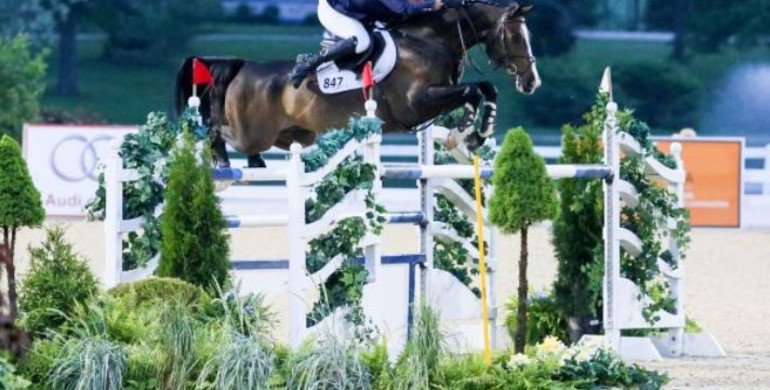 Aaron Vale and Quidam's Good Luck dash to victory in Mary Rena Murphy Grand Prix at Kentucky Spring Horse Show