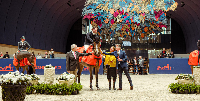 Julien Anquetin and Blood Diamond du Pont best in the CSI5* 1.50m Prix Hermès Sellier at Saut Hermès 2023