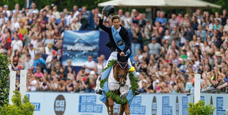 Marvin Jüngel and Balou's Erbin best in the German Jumping Derby presented by IDEE KAFFEE in Hamburg