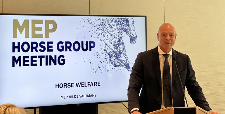 IJRC vice president François Mathy Jr. addresses European Parliament’s Horse Group on welfare standards