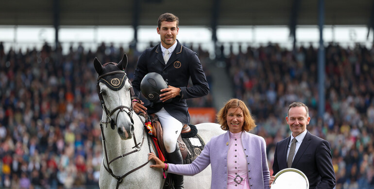 Eugenio Garza Perez receives the style award in the 2023 Rolex Grand Prix of Aachen
