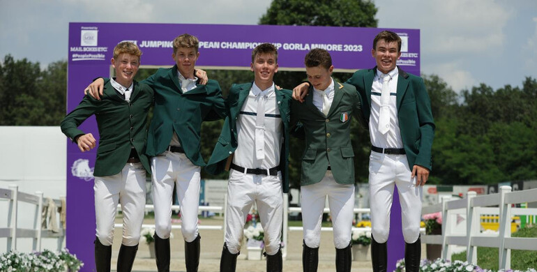 The medallists at the FEI Jumping European Championships for Young Riders, Juniors and Children 2023