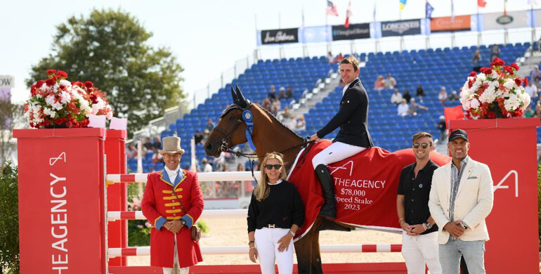 Kenny leads the way in the $78,000 The Agency 5* Speed Stake at the 2023 Hampton Classic Horse Show