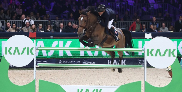 Simon Delestre and Olga van de Kruishoeve with Friday's biggest win in Verona