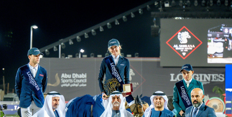 Sophie Hinners and Singclair on top in Sunday's CSI4*-W 1.55m Longines Al Shira'aa FEI Jumping World Cup™ Grand Prix in Abu Dhabi