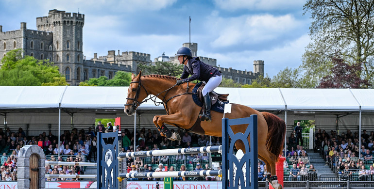 Laura Kraut leads the way in the CSI5* 1.50m Manama Rose Show Stakes at Royal Windsor Horse Show