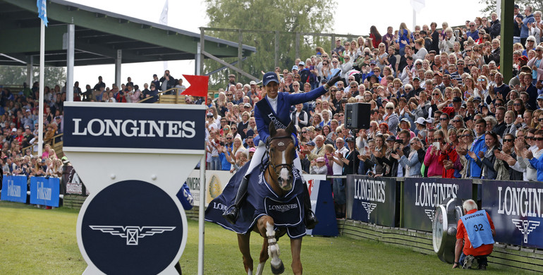 The winners of The Longines Falsterbo Grand Prix: Janika Sprunger and Bonne Chance CW