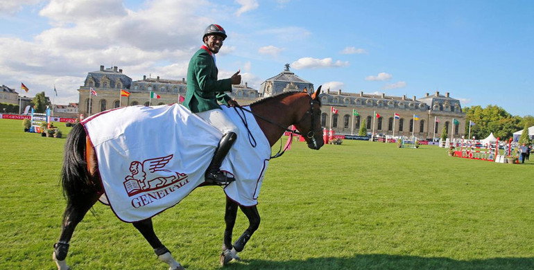 Morocco's Abdelkebir Ouaddar gallops to the win in the opening day of Chantilly