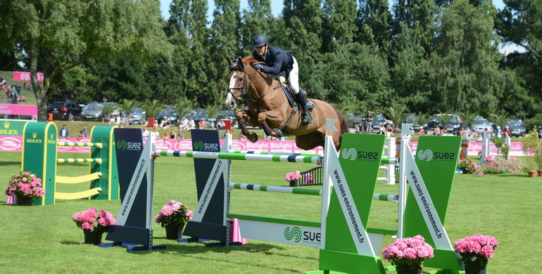 Billy Twomey and Tinka’s Serenade on the top of the podium in Dinard